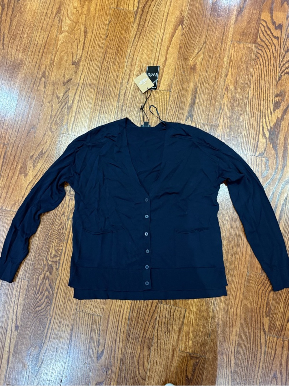 Lightweight Navy V-Neck Button Cardigan